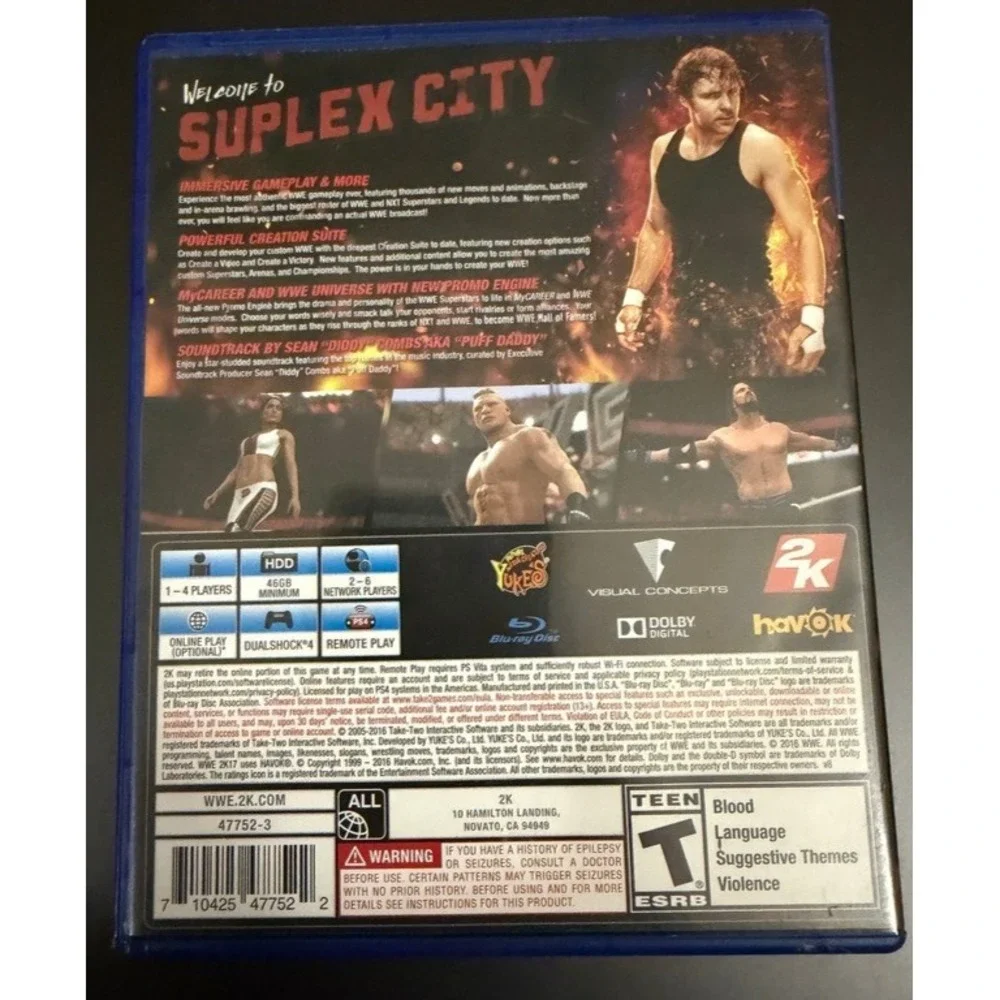 WWE 2K17 Sony PlayStation 4 PS4 Video Game Brock Lesnar Wrestling 2K Sports